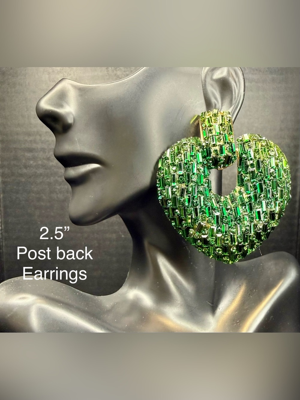 Green Crystal Hoop Statement Earrings - Brand
